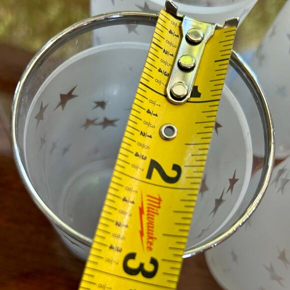 Vintage Frosted Star Silver Banded Glass Drinking Tumblers set of 4 - Picture 12 of 12